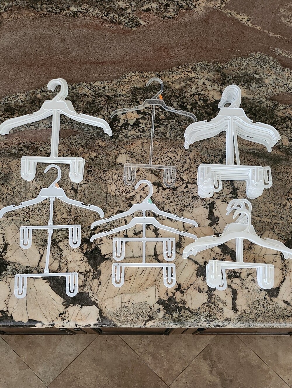 Lot of 26 Baby Kids Clear and White Plastic Hangers for Coordinate Sets